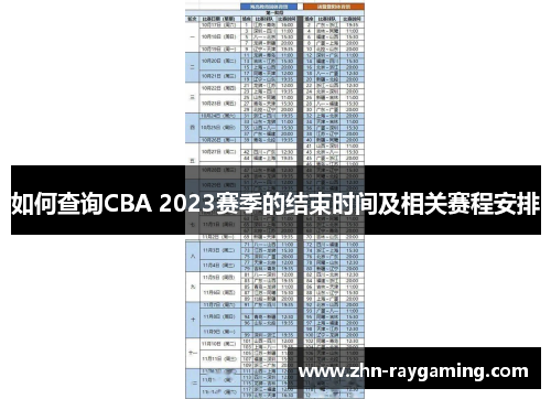 如何查询CBA 2023赛季的结束时间及相关赛程安排